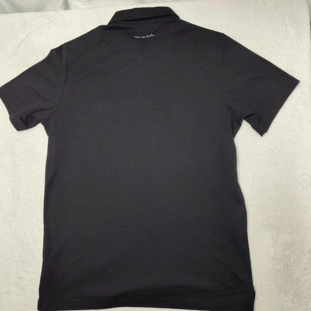 Travis Mathew Polo Shirt Mens Large Black Striped Pima Cotton Pocket Collared - Picture 5 of 11